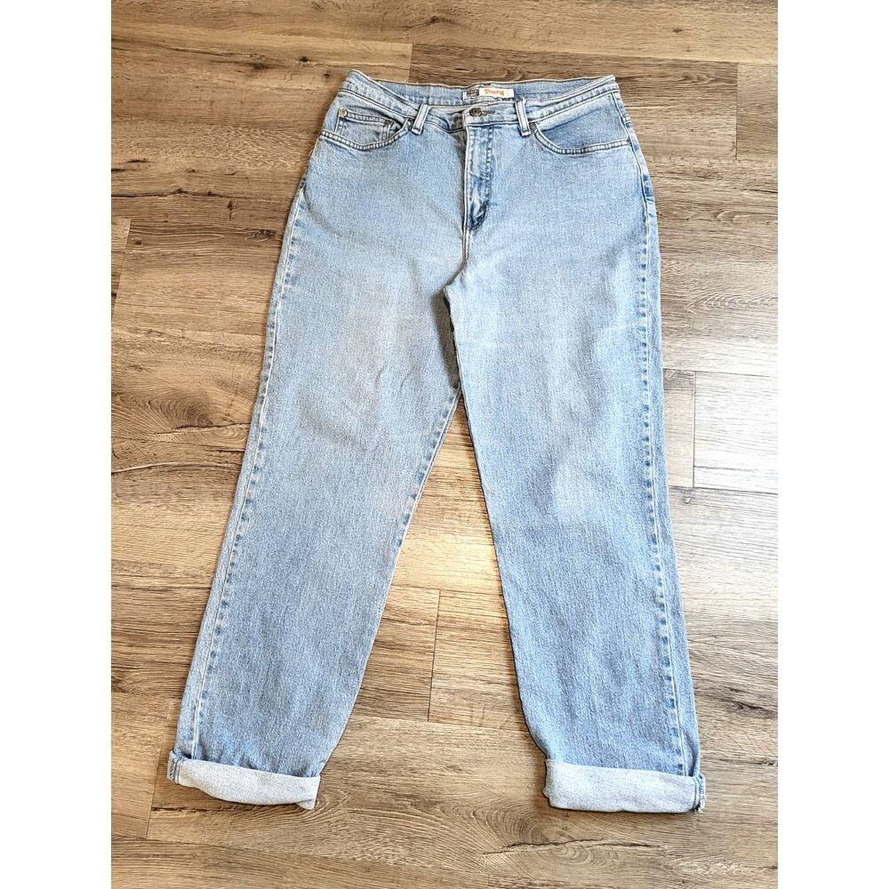 Vintage High Rise Light Rinse Size 12 Faded Glory 98% Cotton Blue Jeans Stretch